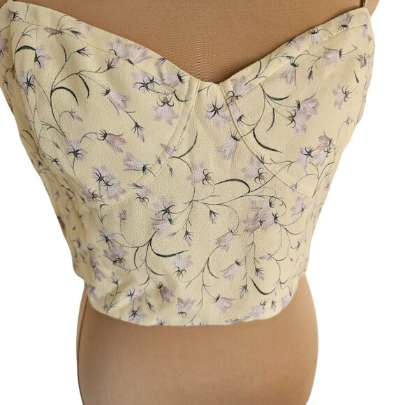 Sunday Best Aritzia Bonnie Bustier White Floral & Butter Yellow Sz L - Picture 10 of 14